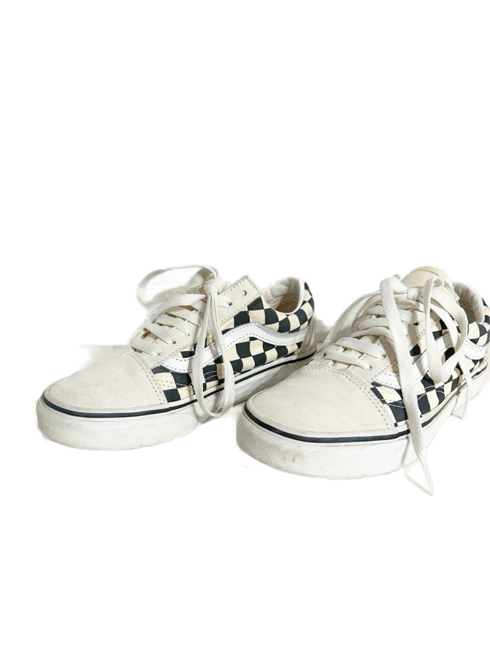 Vans Checkerboard Old Skool Canvas and suede Sneakers Black White Low Top Shoes